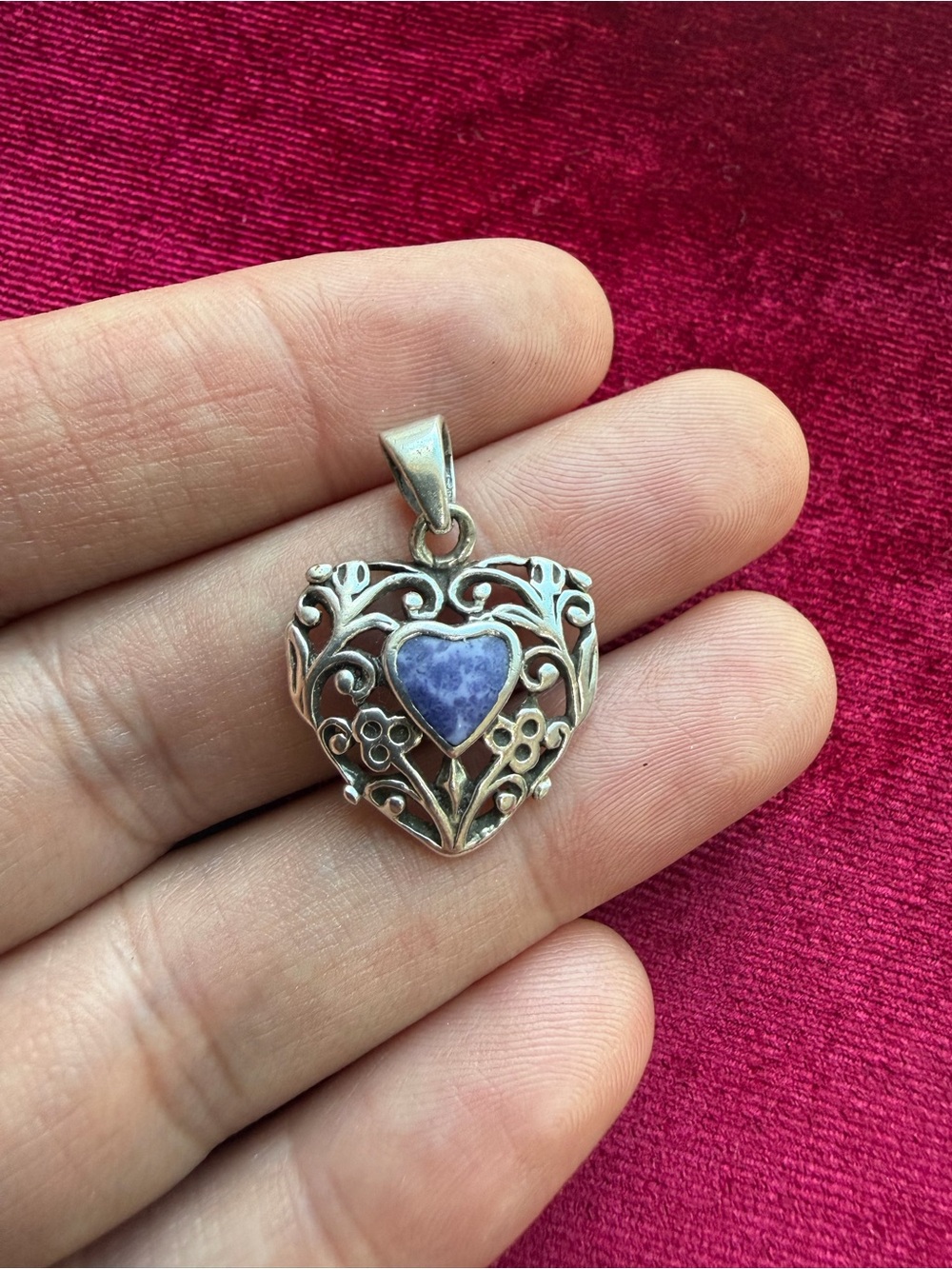 925 Sterling Silver Heart Filigree Love Heart Pendant